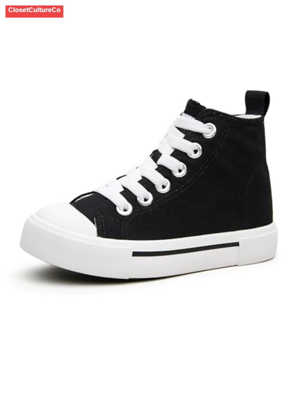 Kids High Top Canvas Sneakers Hook and Loop Ankle Support